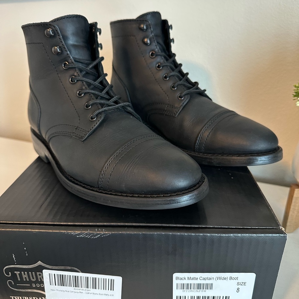 Thursday Boot Company Matte Black Captain Boots (8 Wide)